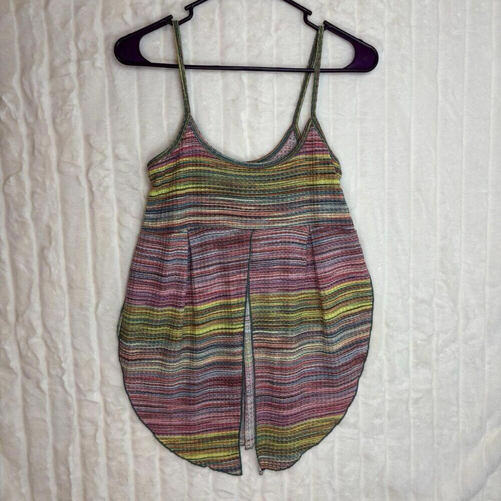 Earthbound Trading Co Colorful Split Front Camisole Slit Sides Y2K 90s Medium